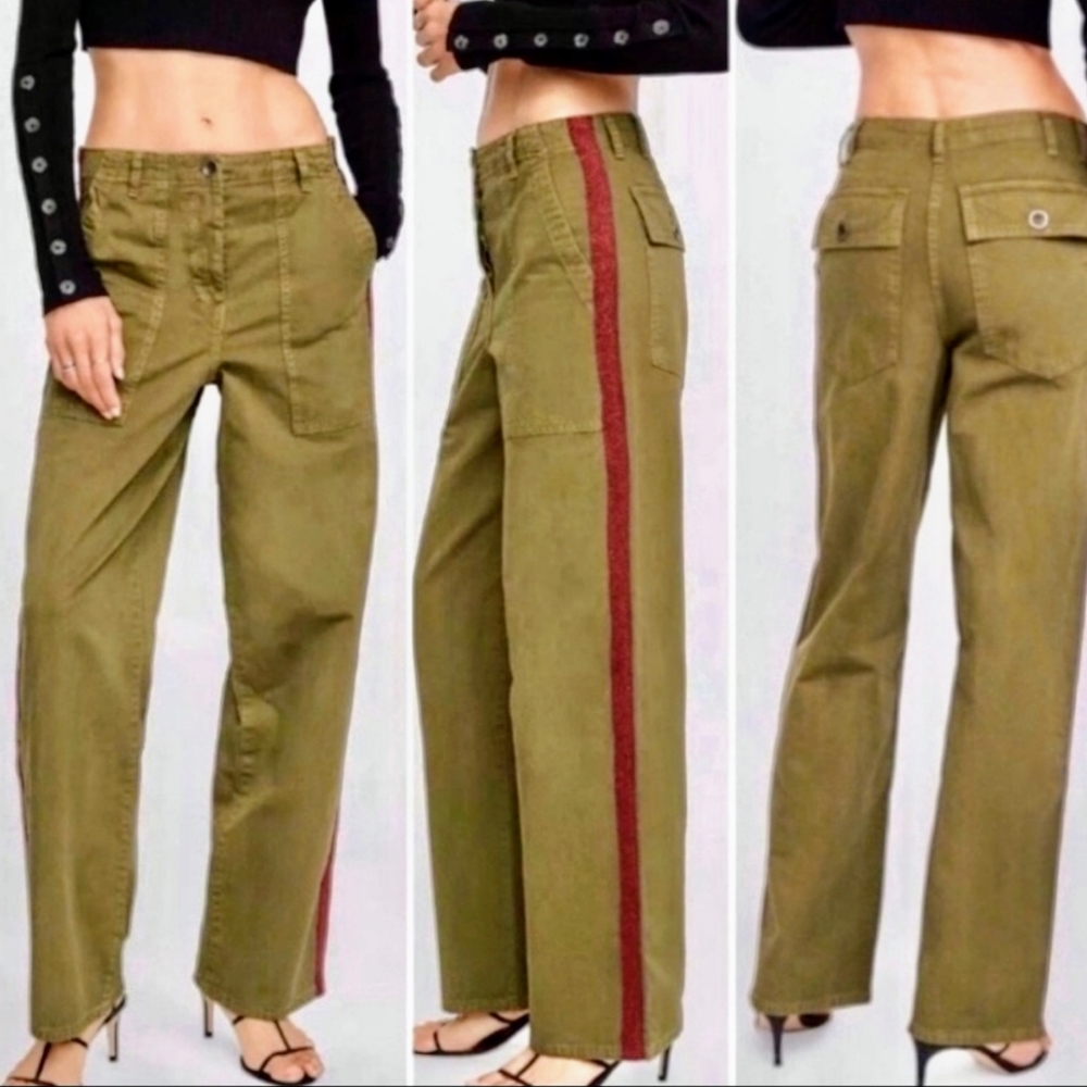 ZARA WOMAN the worker straight olive pants
